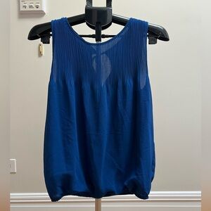 Max Studio Cobalt Blue Pleated Chiffon Sleeveless Blouse